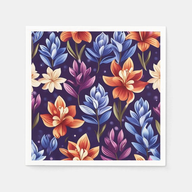 Vibrant Hyacinth Blossom Pattern Napkin (Front)