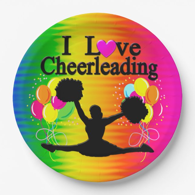 VIBRANT I LOVE CHEERLEADING PAPER PLATES (Front)