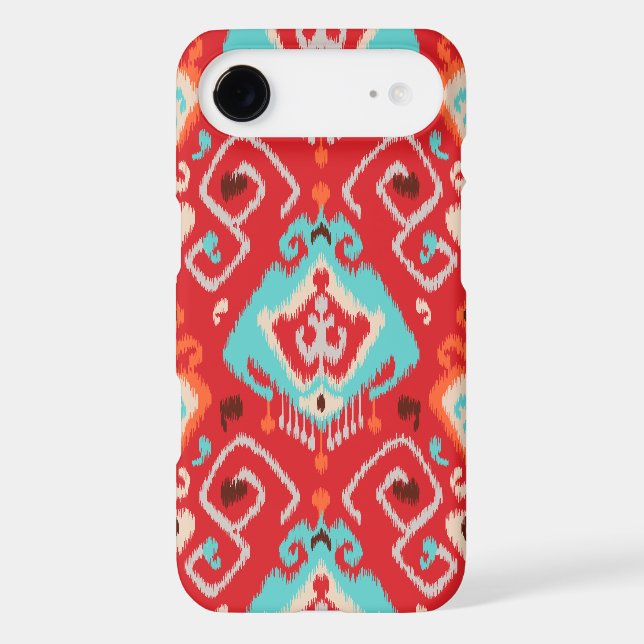 Vibrant ikat pattern in red and turquoise Case-Mate iPhone case (Back)