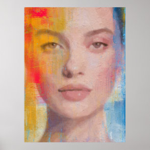 Vibrant Impasto Abstract Portrait Poster