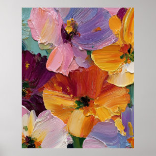 Vibrant Impasto Floral Painting Art Print