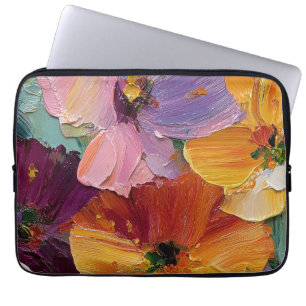 Vibrant Impasto Floral Painting Laptop Sleeve