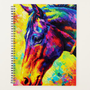 Vibrant Impasto Horse Portrait Colourful Wild Planner