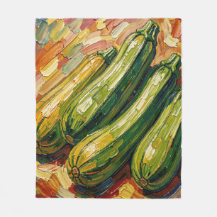 Vibrant Impasto Zucchini Painting Fleece Blanket