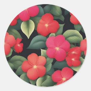 Vibrant Impatiens Flowers Pattern Classic Round Sticker