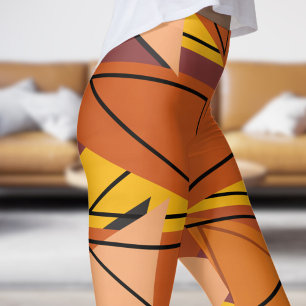 Vibrant Indian Red Mosaic Pattern Leggings