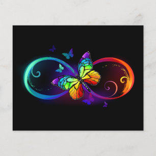 Vibrant infinity with rainbow butterfly on black