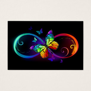 Vibrant infinity with rainbow butterfly on black 