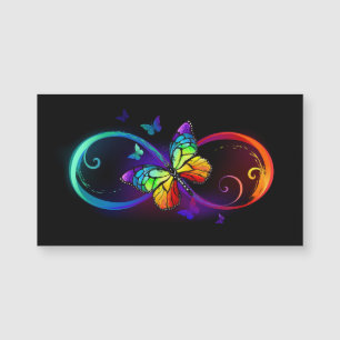 Vibrant infinity with rainbow butterfly on black