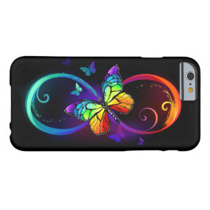 Vibrant infinity with rainbow butterfly on black  barely there iPhone 6 case