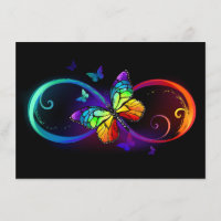 Vibrant infinity with rainbow butterfly on black