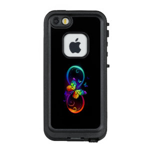 Vibrant infinity with rainbow butterfly on black LifeProof FRÄ’ iPhone SE/5/5s case