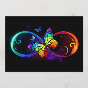 Vibrant infinity with rainbow butterfly on black menu