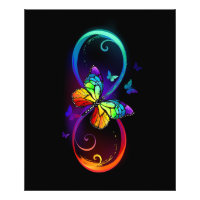 Vibrant infinity with rainbow butterfly on black