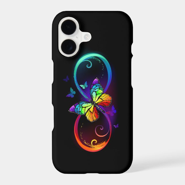 Vibrant infinity with rainbow butterfly on black  samsung galaxy case (Back)