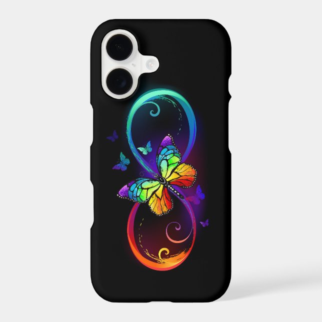Vibrant infinity with rainbow butterfly on black  samsung galaxy case (Back)