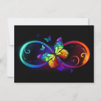 Vibrant infinity with rainbow butterfly on black