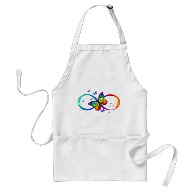 Vibrant infinity with rainbow butterfly on black  standard apron (Front)