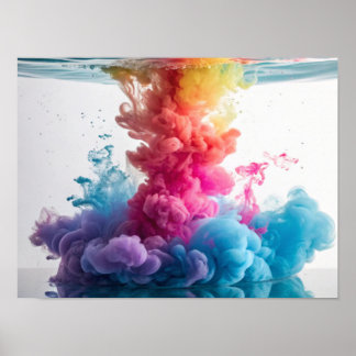 Vibrant Ink Burst in Water Poster