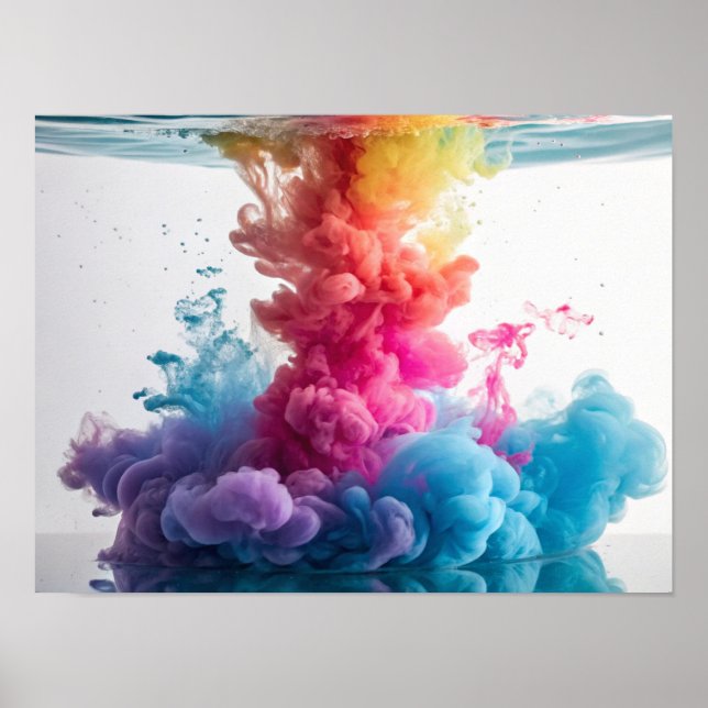 Vibrant Ink Burst in Water Poster (Front)