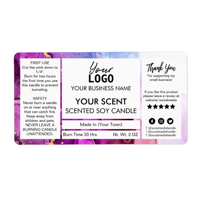 Vibrant Ink Scented Soy Candle (Front)