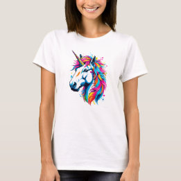 Vibrant Ink Splatter Unicorn Pop Art, Colourful T-Shirt