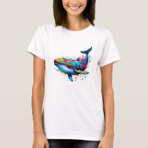 Vibrant Ink Splatter Whale Pop Art, Colourful