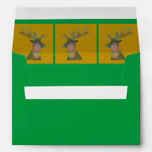 Vibrant Irish Green and Golden Christmas Reindeer Envelope