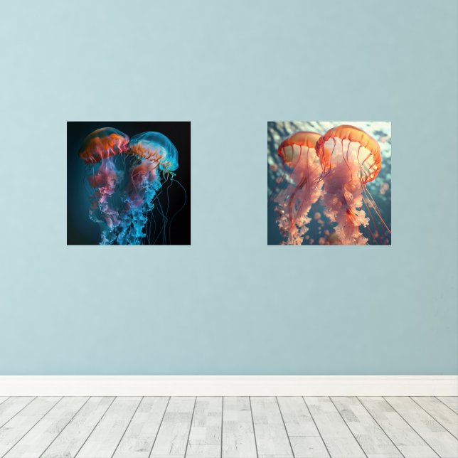Vibrant jellyfish couple (Wood Floor)