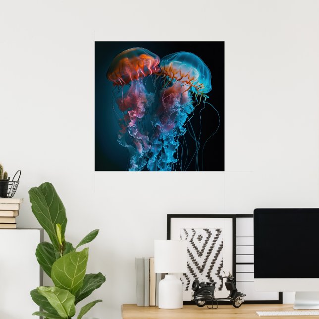 Vibrant jellyfish couple poster (Home Office)
