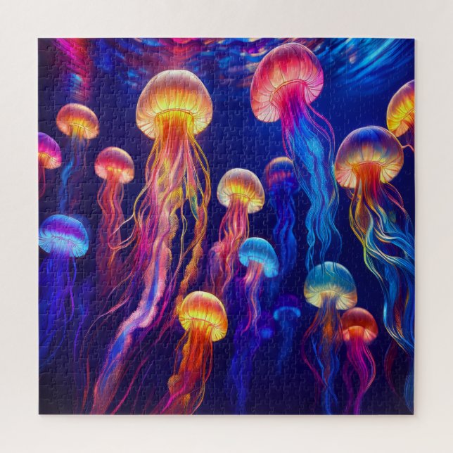 Vibrant Jellyfish Dance Jigsaw Puzzle (Vertical)