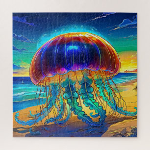 Vibrant Jellyfish Sunset Jigsaw Puzzle