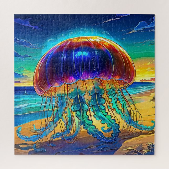 Vibrant Jellyfish Sunset Jigsaw Puzzle (Vertical)