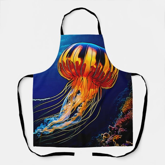 Vibrant Jellyfish Underwater Art Apron (Front)