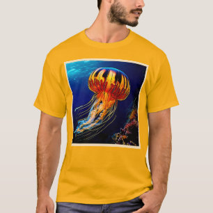 Vibrant Jellyfish Underwater Art T-Shirt