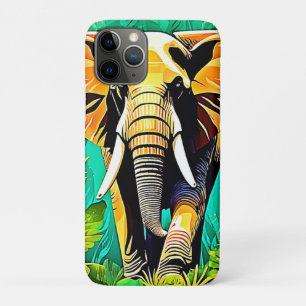 Vibrant Jungle Elephant Scene Design iPhone 11 Pro Case