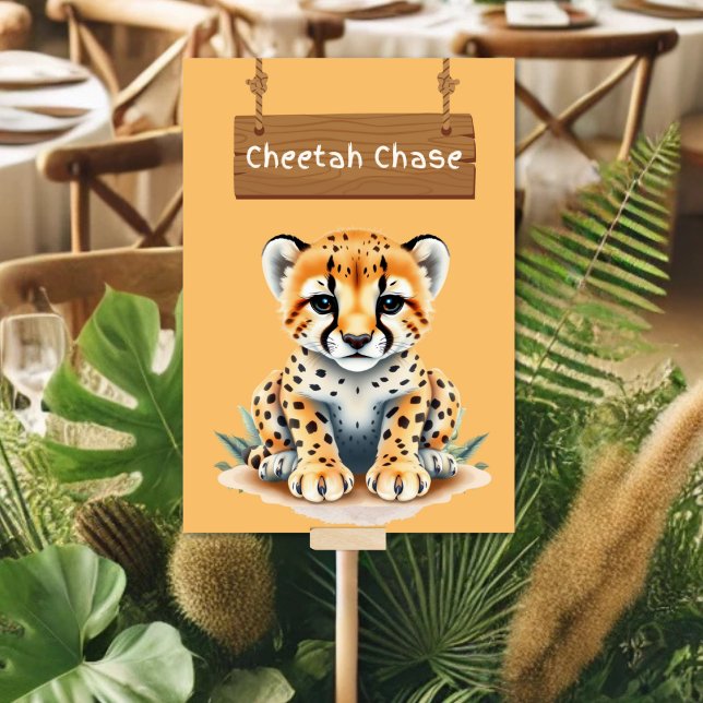 Vibrant Jungle Safari Cheetah Table Sign Number (Creator Uploaded)