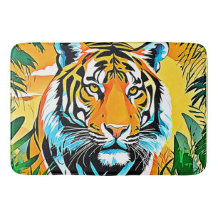 Vibrant Jungle Tiger Art Design Bath Mat
