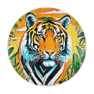 Vibrant Jungle Tiger Art Design Cutting Board