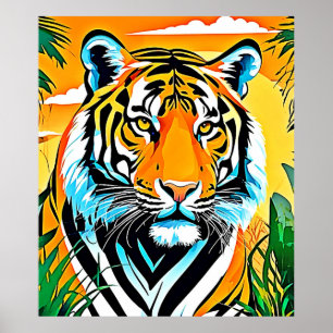 Vibrant Jungle Tiger Art Design Poster