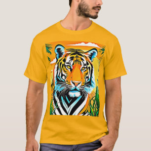 Vibrant Jungle Tiger Art Design T-Shirt