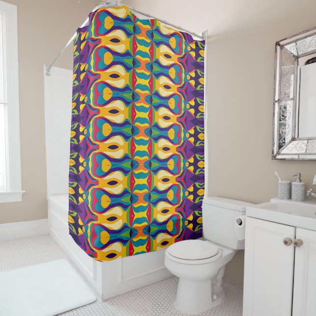 Vibrant Kaleidoscope Flow Shower Curtain (In Situ)