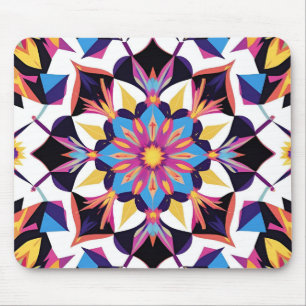 Vibrant Kaleidoscope Mandala Pattern Mouse Pad