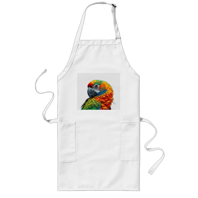 Vibrant Kaleidoscopic Parrot Pattern Long Apron (Front)