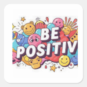 Vibrant Kawaii Doodle Typographic Design for Appar Square Sticker