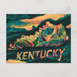Vibrant Kentucky Map Art Postcard