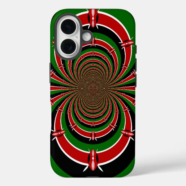 Vibrant Kenya Vision | Mirrored Kenyan Flag Abstra Case-Mate iPhone Case (Back)