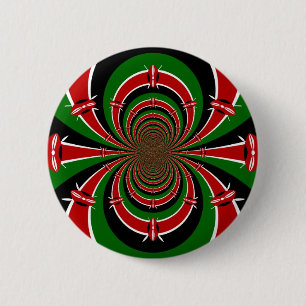 Vibrant Kenya Vision: Mirrored Kenyan Flag Art  6 Cm Round Badge