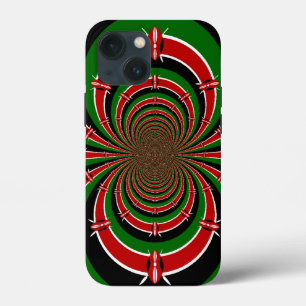 Vibrant Kenya Vision: Mirrored Kenyan Flag Art iPhone 13 Mini Case
