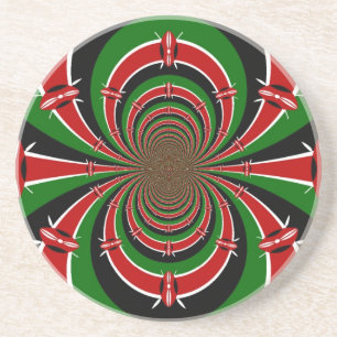 Vibrant Kenya Vision: Mirrored Kenyan Flag Art Coaster